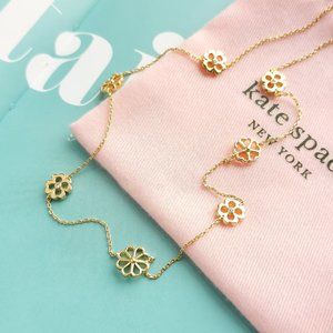 spade floral gold long scatter necklace + dust bag